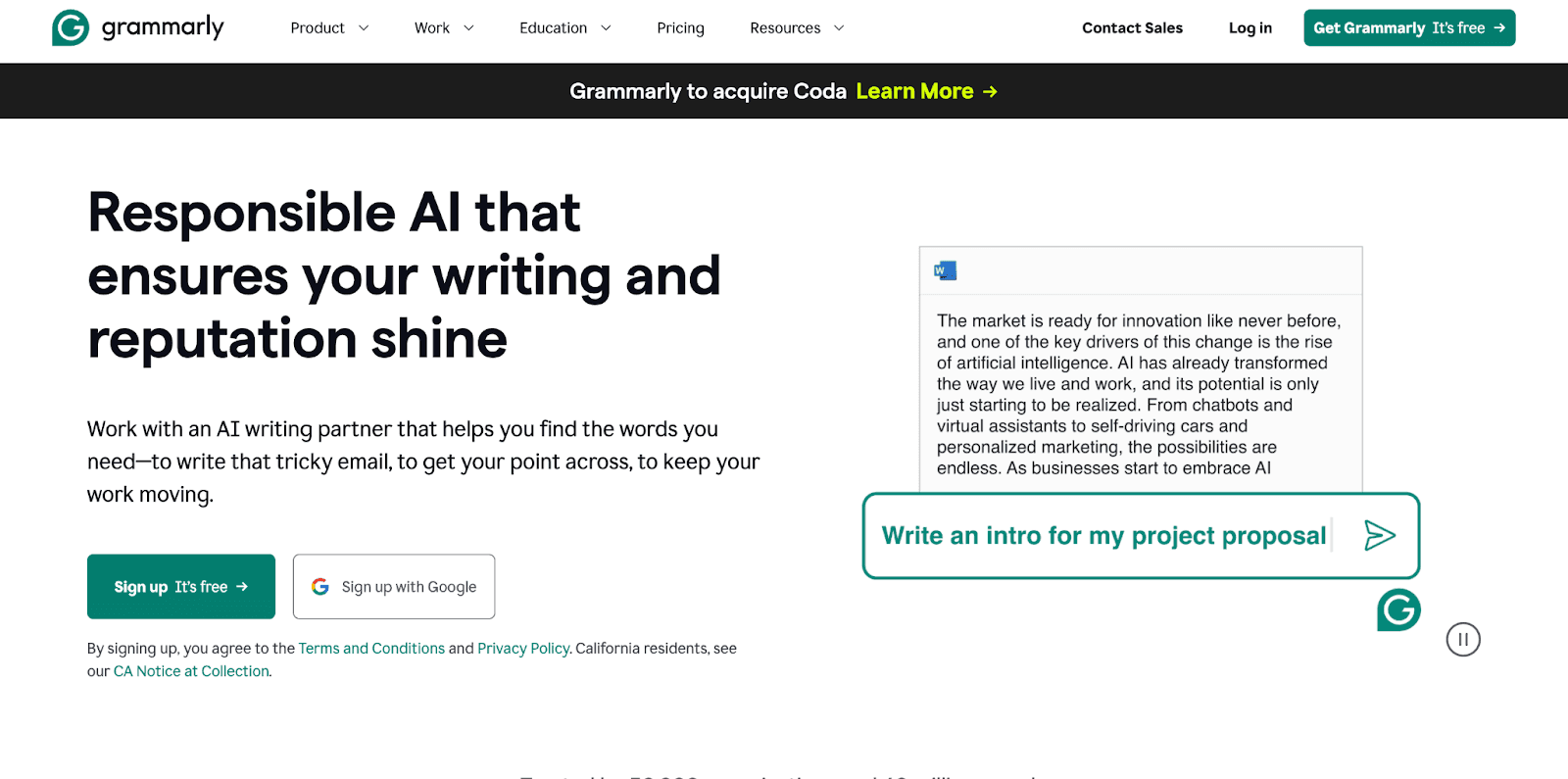 Grammarly suggesting grammar and clarity fixes