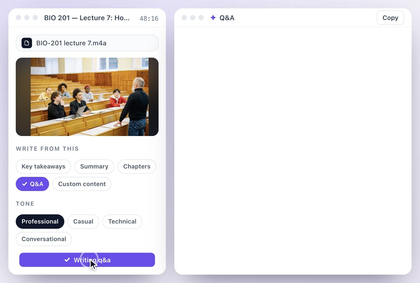 A lecture recording added to Exemplary AI