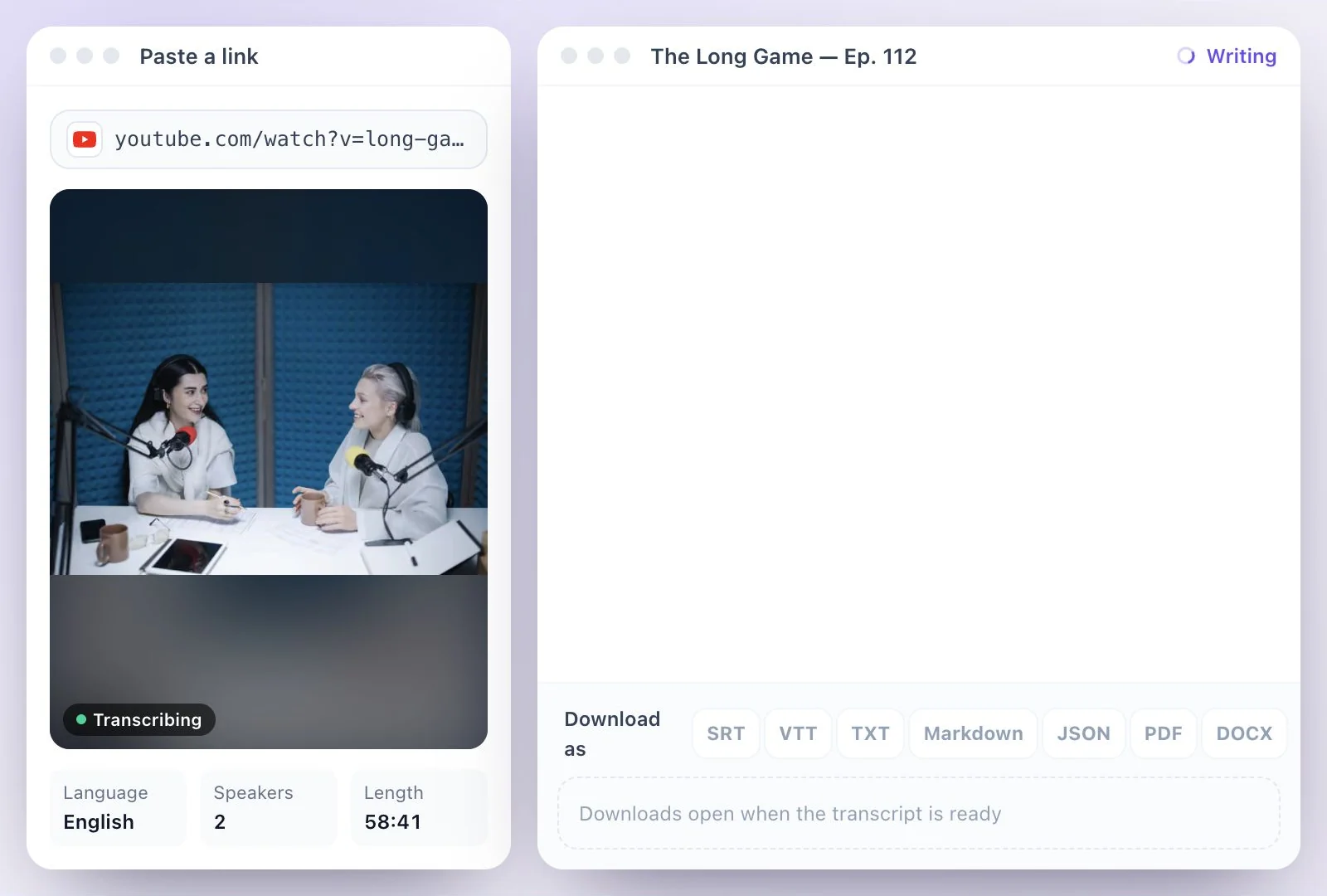 A video podcast episode added to Exemplary AI from a YouTube link