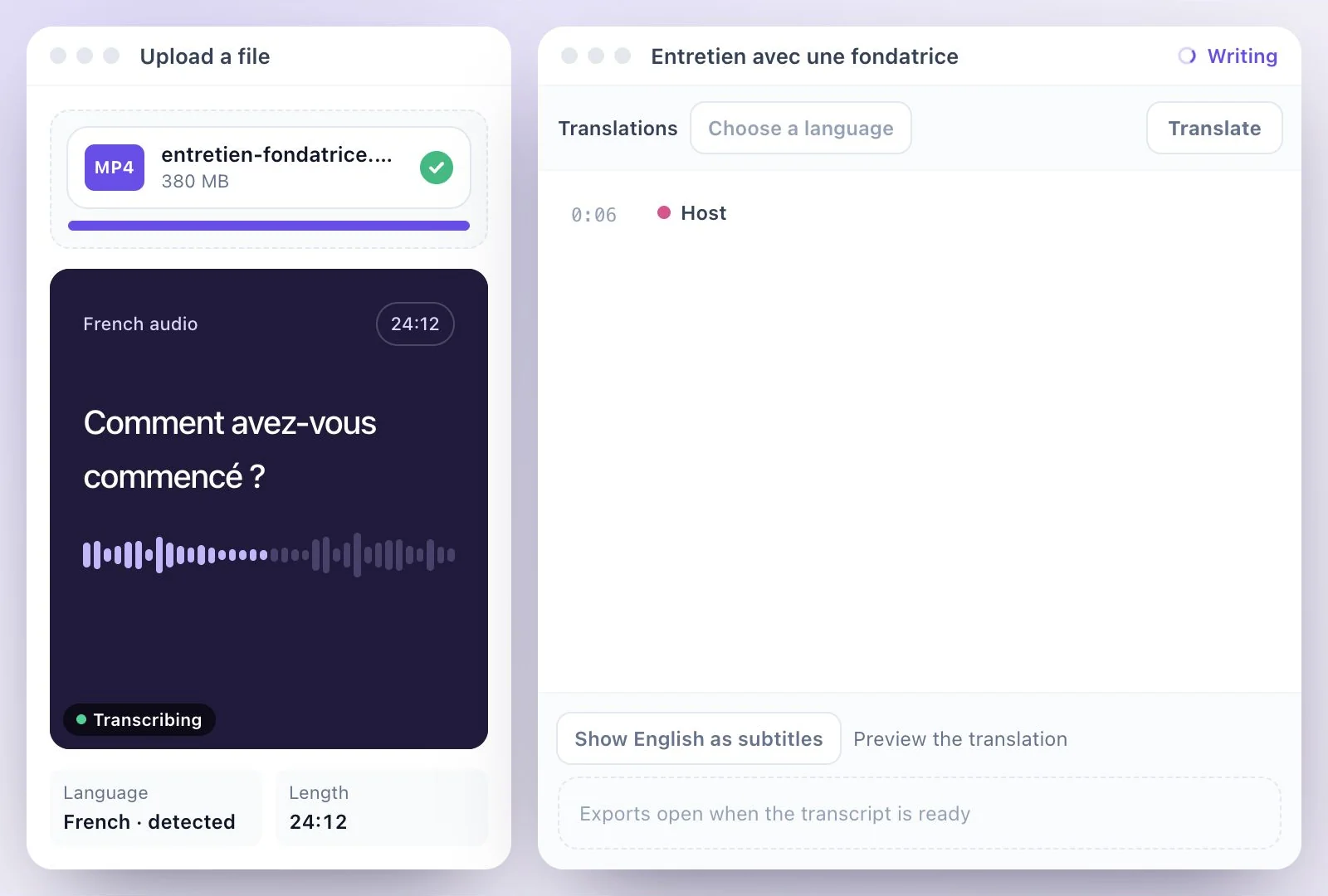 A French recording added, with its language detected