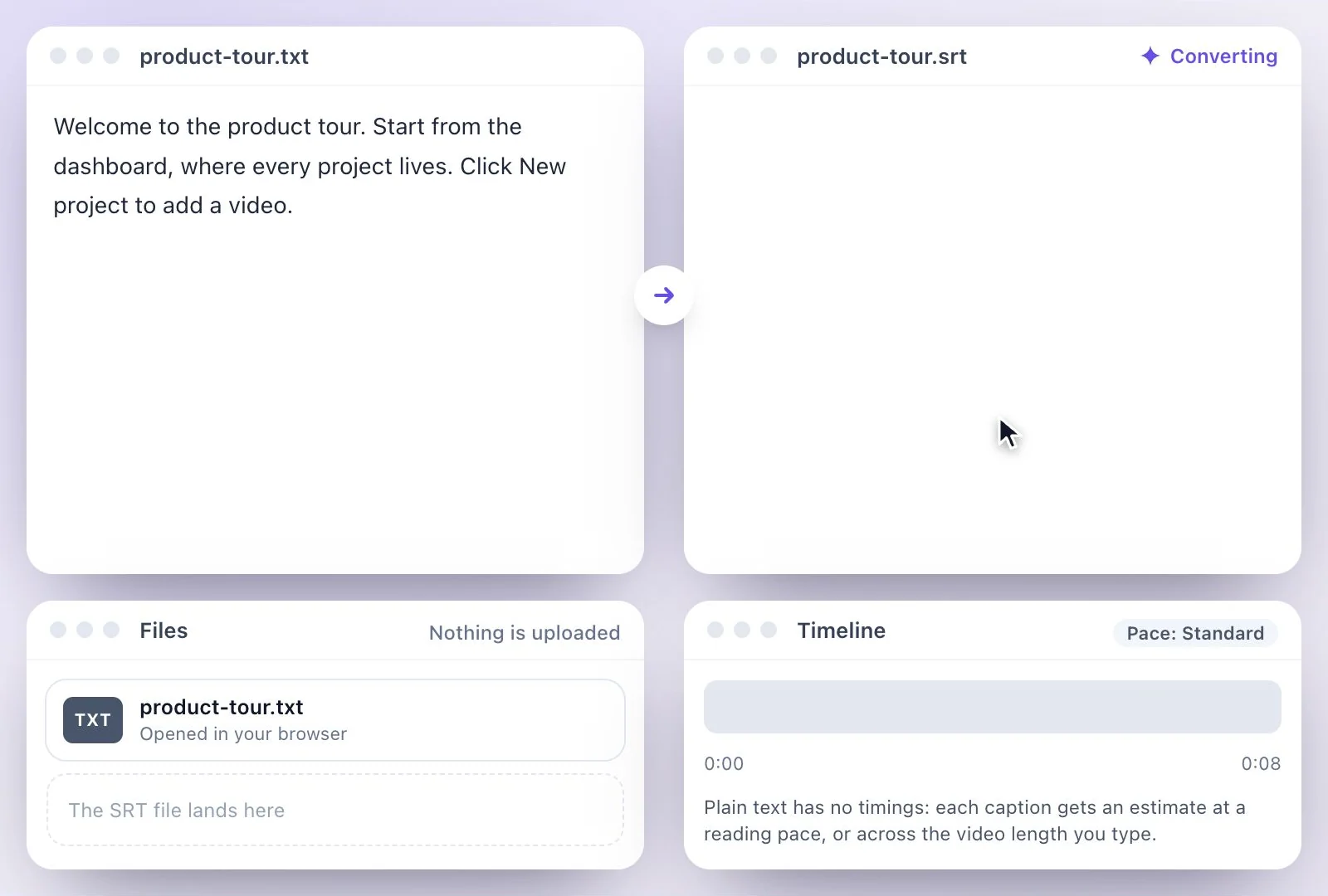 A plain text script ready to convert