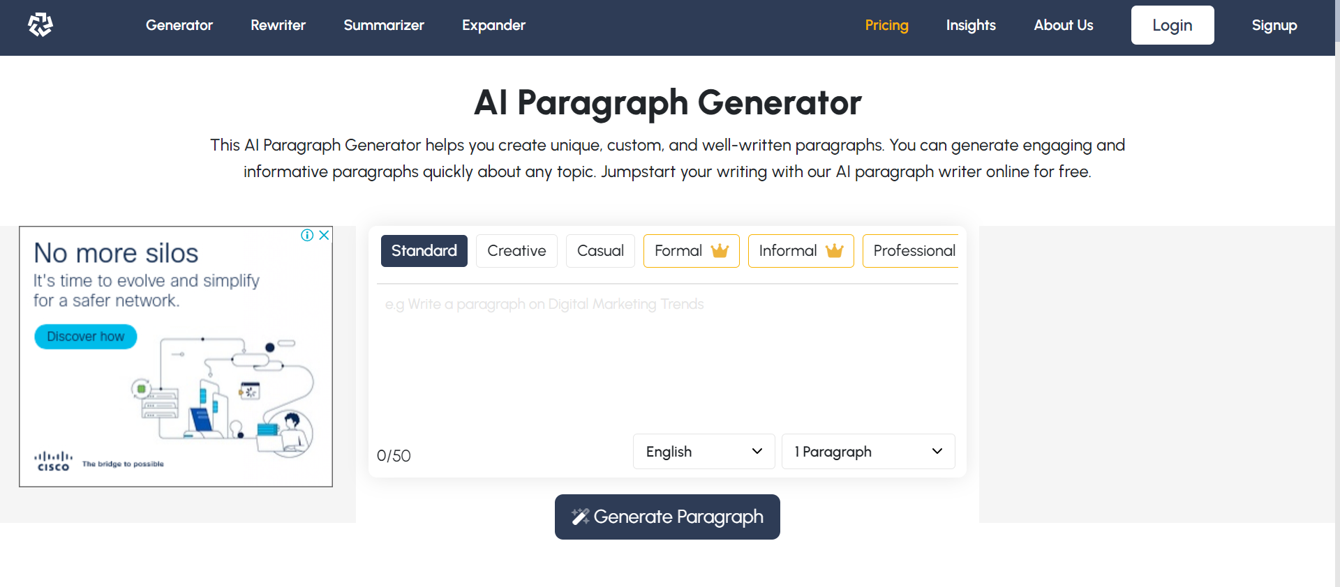 AI paragraph generator